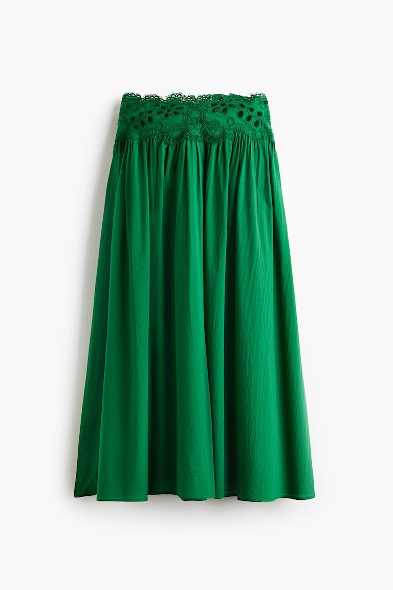 Lace-Detail Cotton Skirt