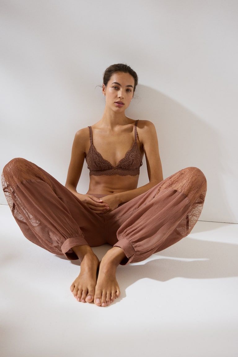 Lace-Detail Pajama Pants