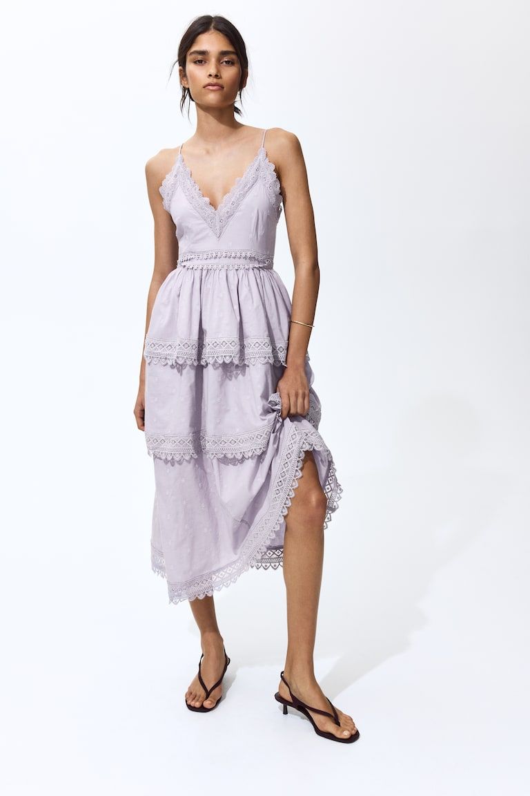 Lace-Trimmed Cotton Dress