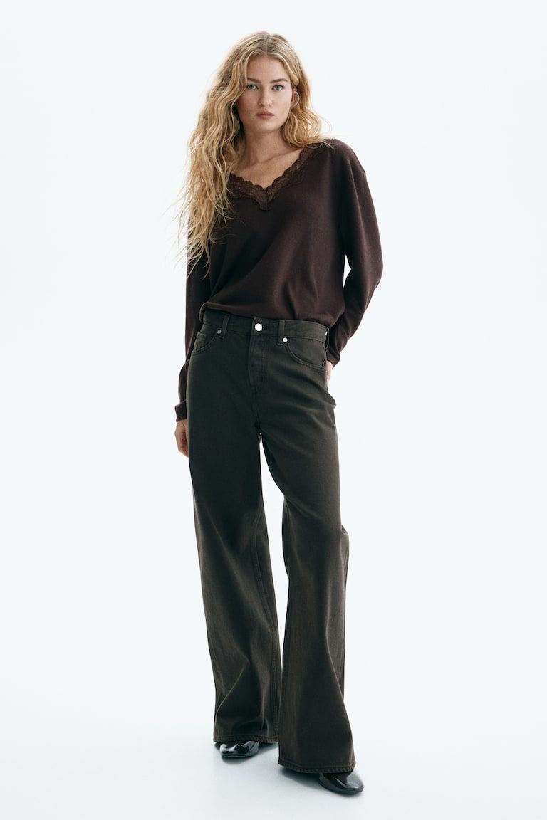 Lace-Trimmed Knit Top
