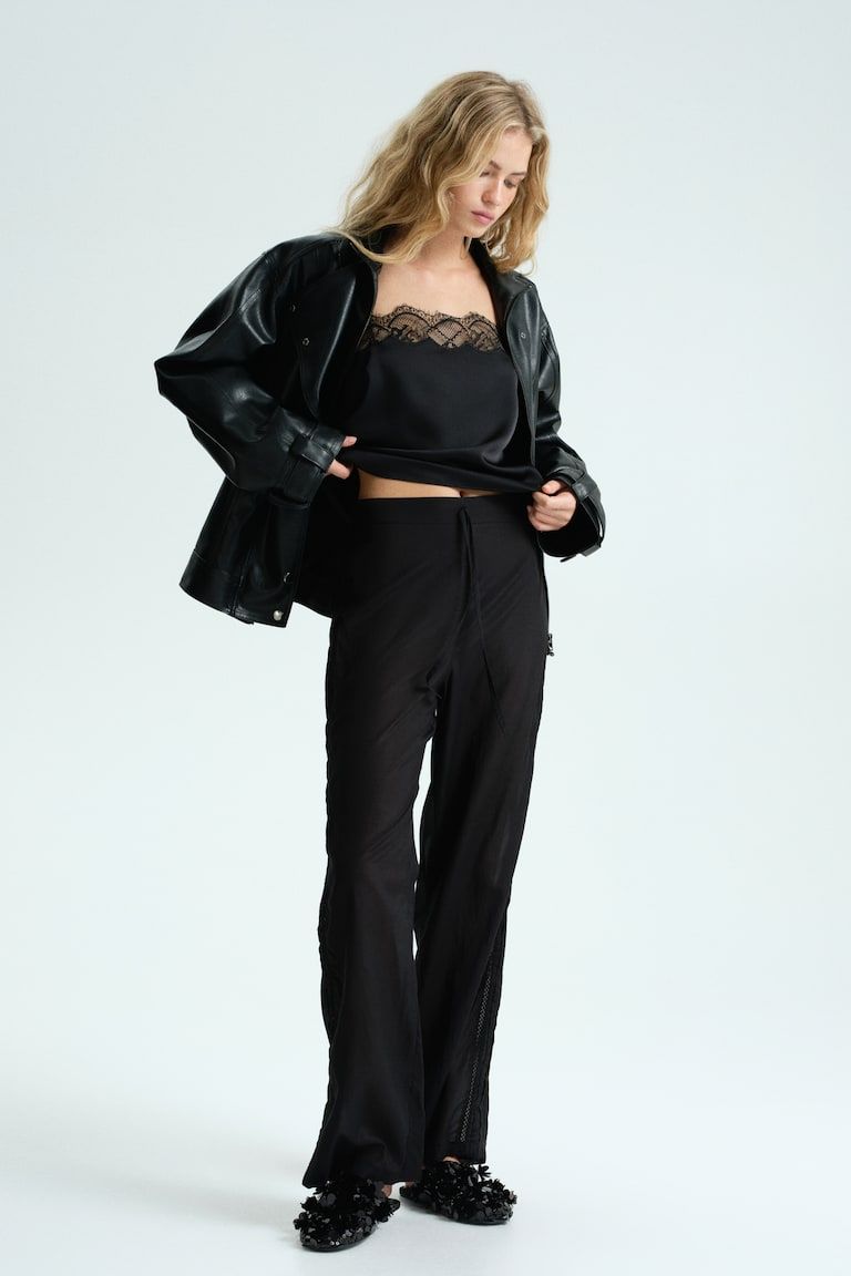 Lace-Trimmed Pajama Pants