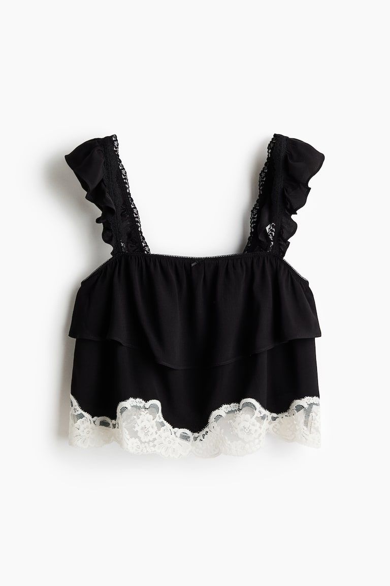 Lace-Trimmed Pajama Top