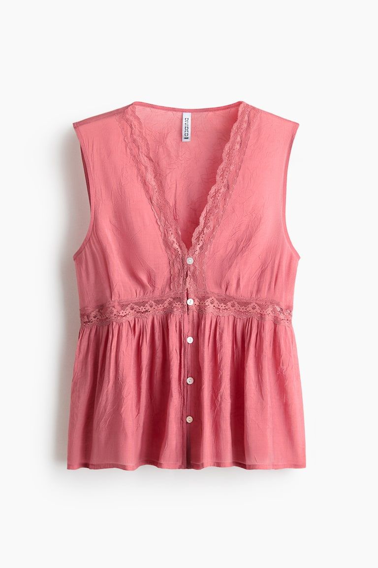 Lace-Trimmed Peplum Top