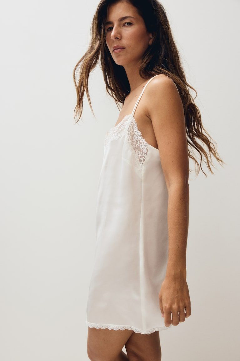 Lace-Trimmed Satin Nightgown