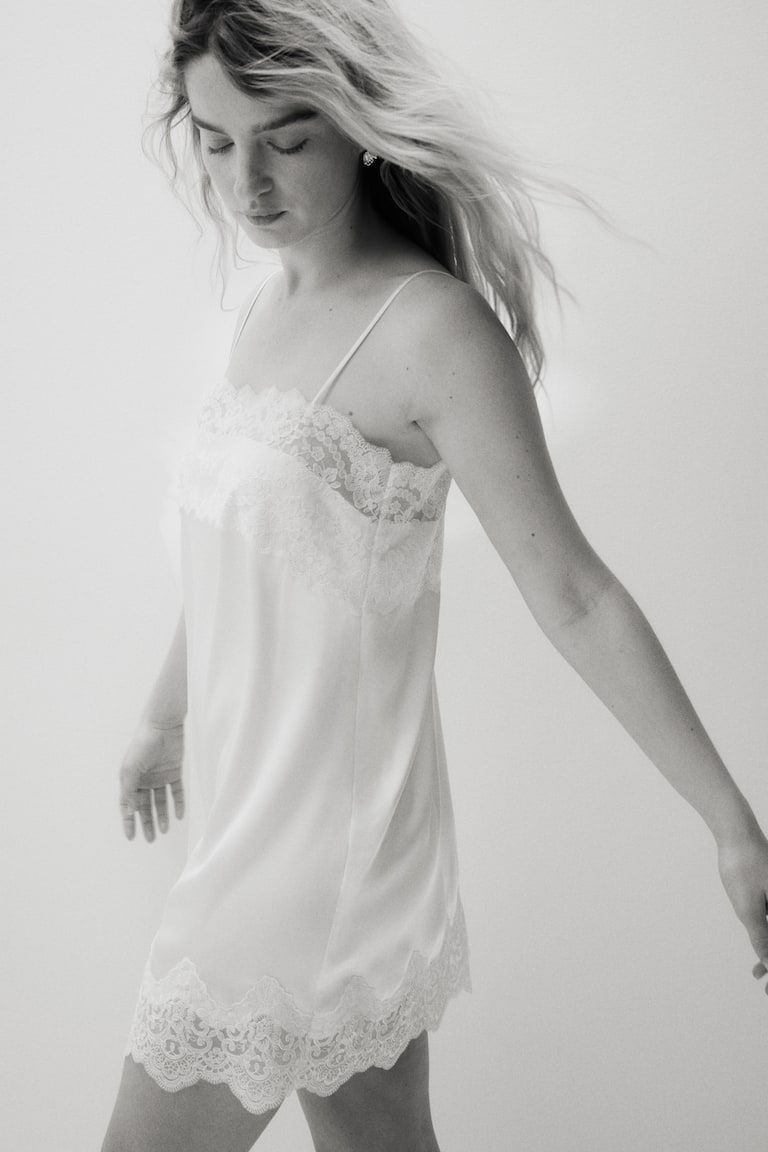Lace-Trimmed Satin Nightgown