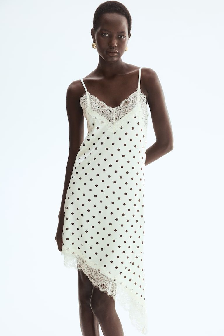 Lace-Trimmed Slip Dress
