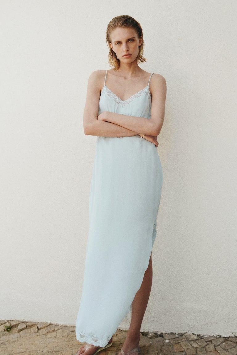 Lace-Trimmed Slip Dress