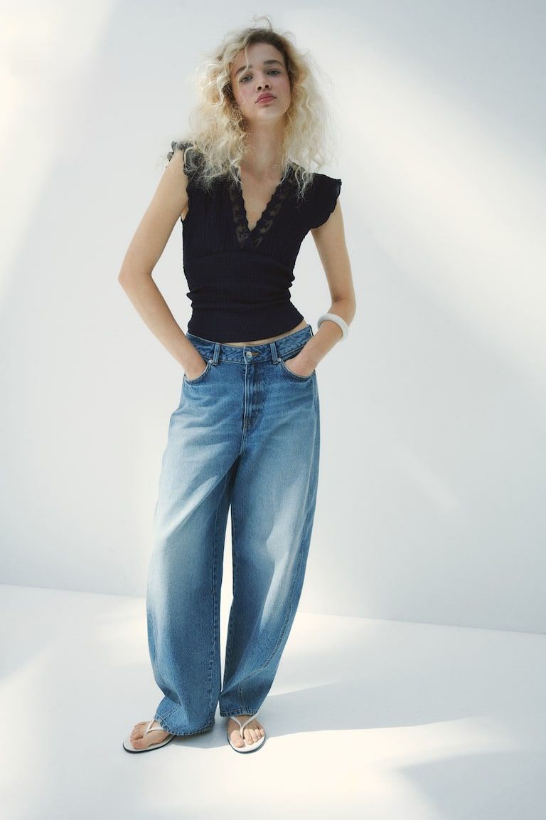 Lace-Trimmed Smocked Top