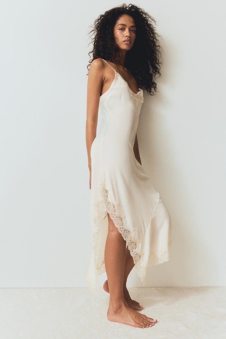 Lace-Trimmed Viscose Nightgown