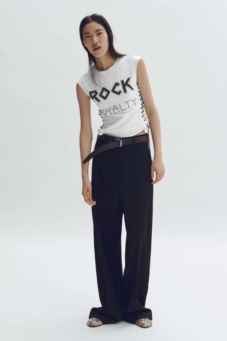 Lace-Up Studded Top