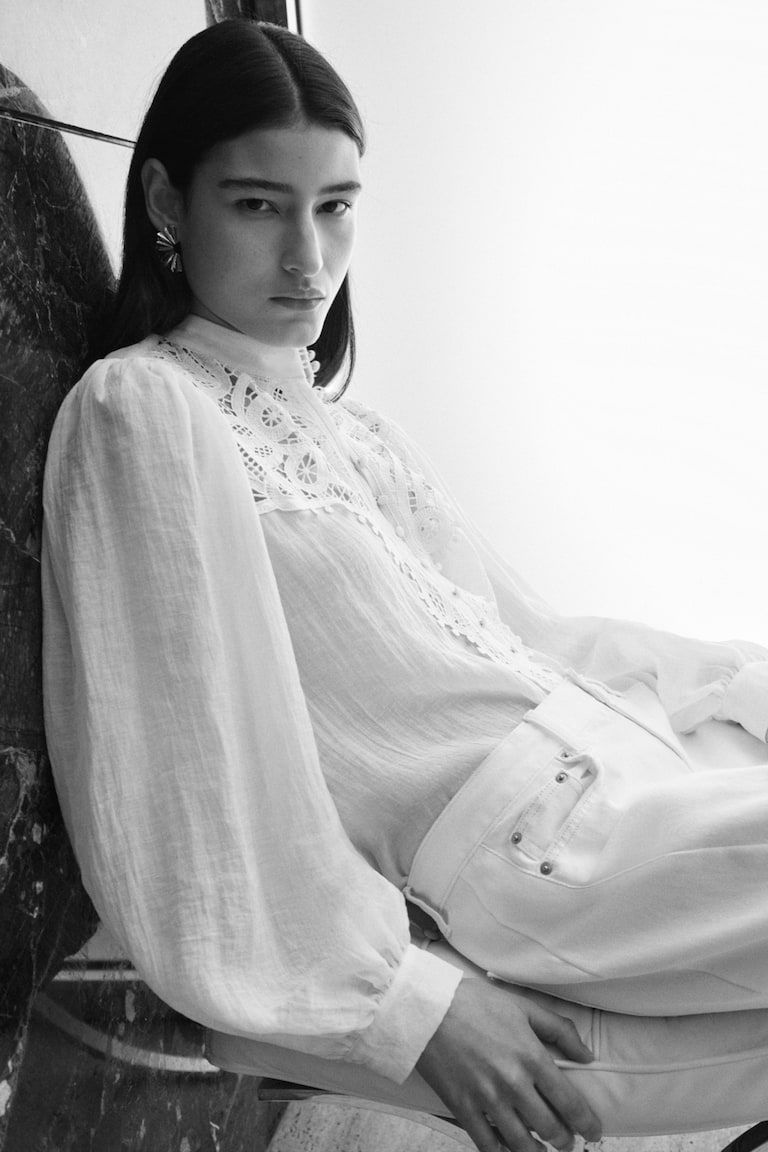 Lace-Yoke Blouse