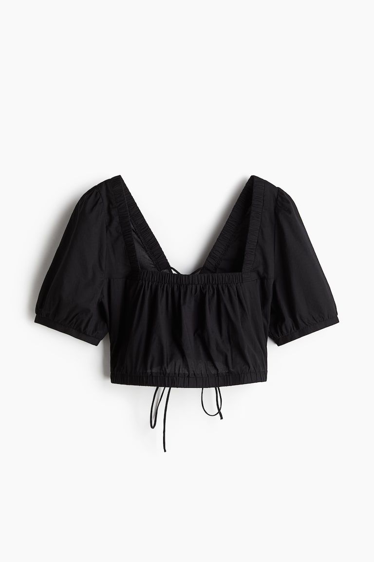 Lacing-detail cotton blouse
