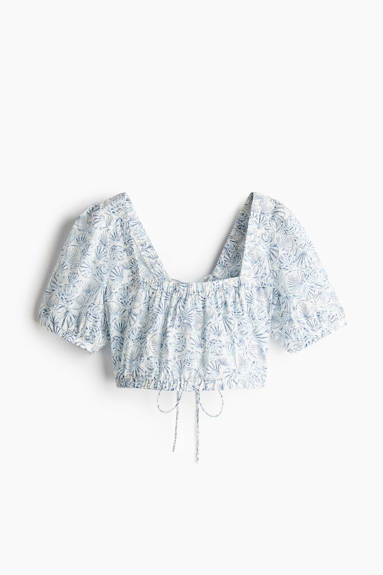 Lacing-detail cotton blouse