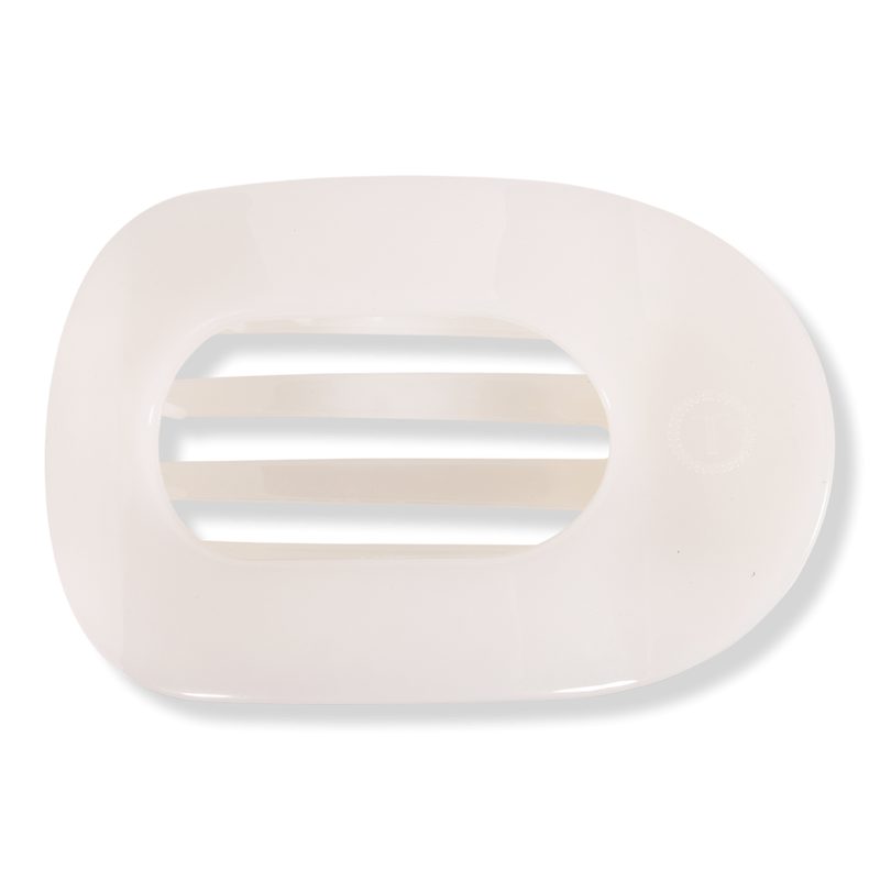 Large Flat Round Hair Clip - Coconut White