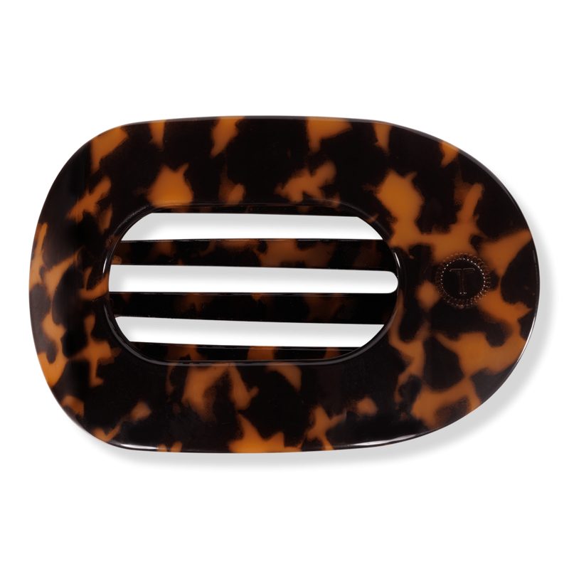 Large Flat Round Hair Clip - Tortoise