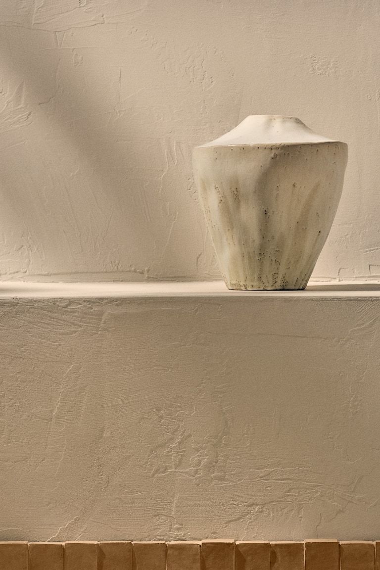 Large Hand-Glazed Stoneware Vase