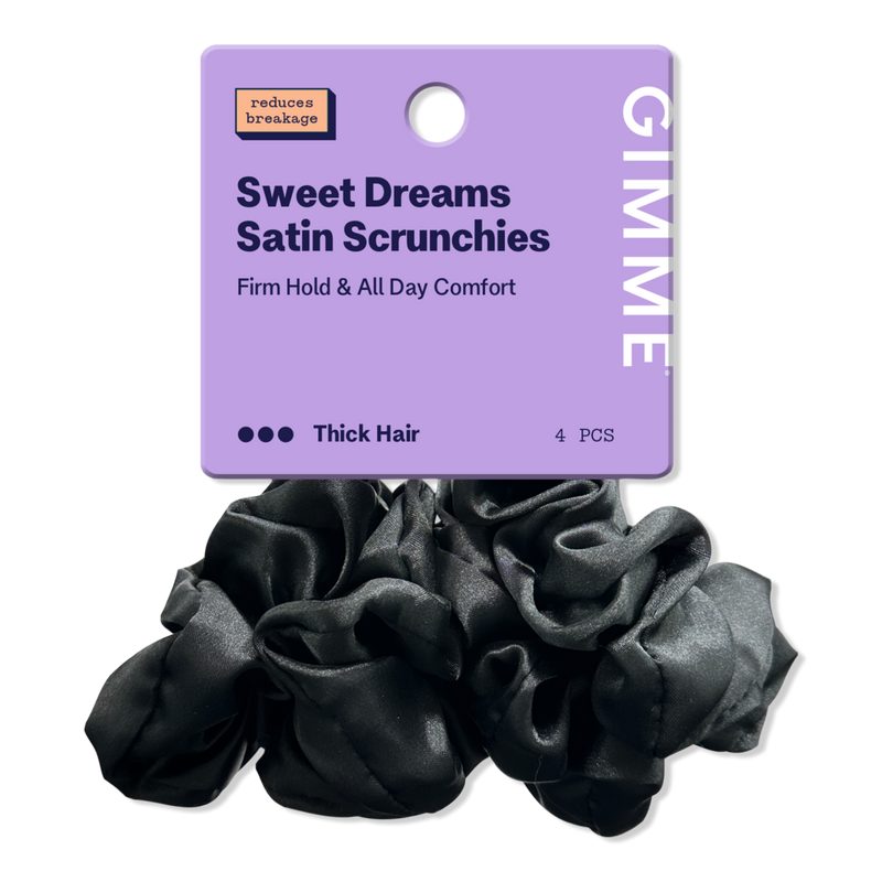 Large Satin Hair Scrunchies - Black