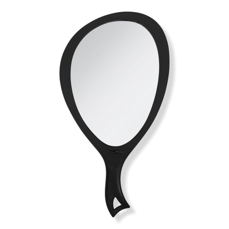 Large Teardrop Handheld Mirror with Curved Handle - Black