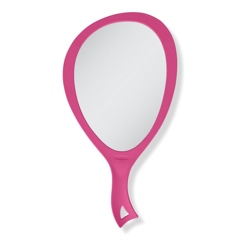 Large Teardrop Handheld Mirror with Curved Handle - Bright Rose