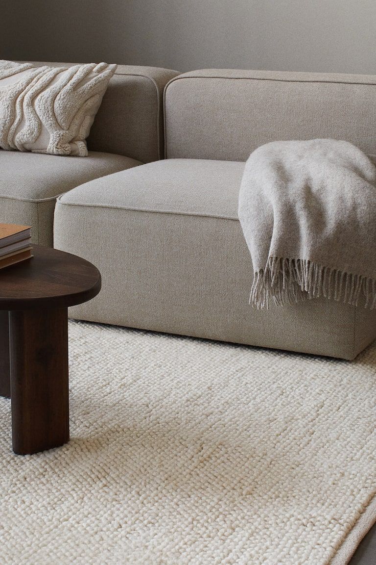Large Textured-Weave Wool-Blend Rug