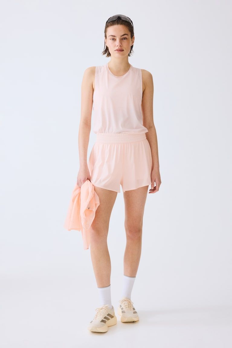 Layered Sports Shorts with Pocket