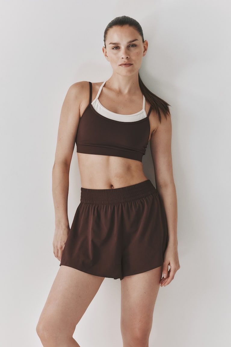 Layered Sports Shorts with Pocket