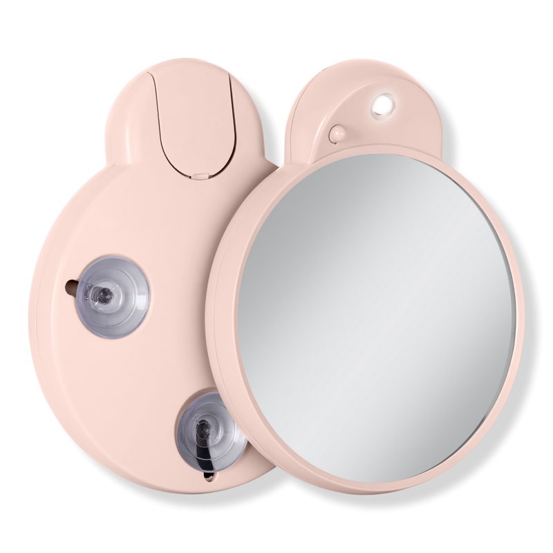 LED Lighted Compact Mirror with 10X, Suction Cups - Sepia Rose