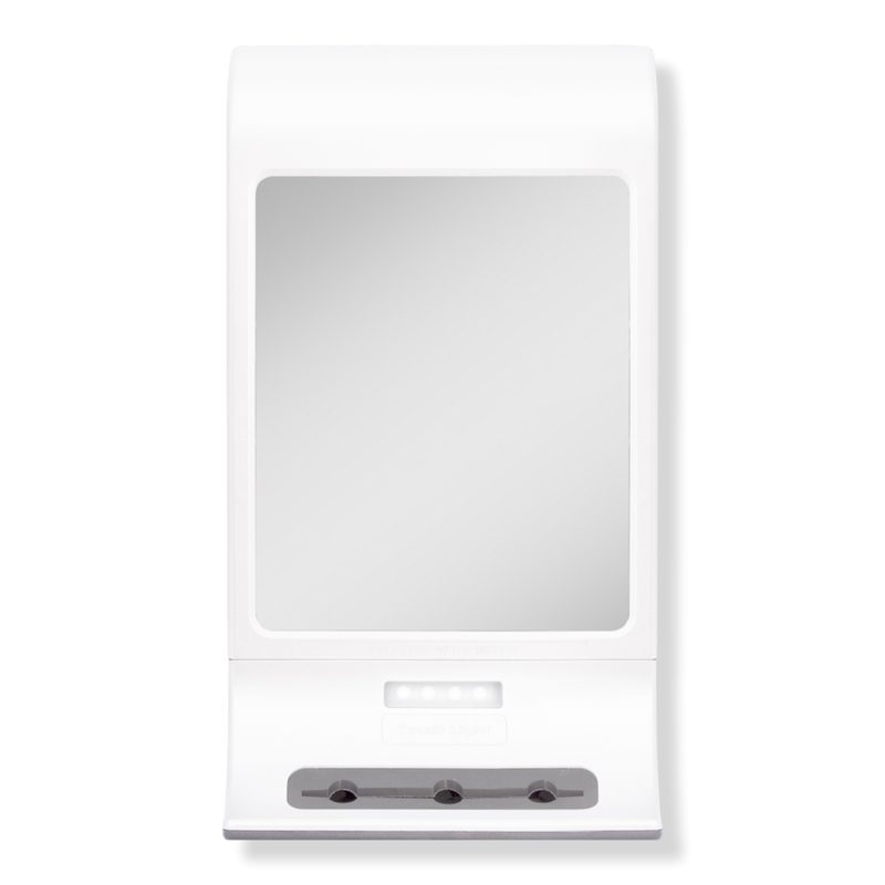 LED Lighted Fogless Shower Mirror with Suction Cup & Holder - White