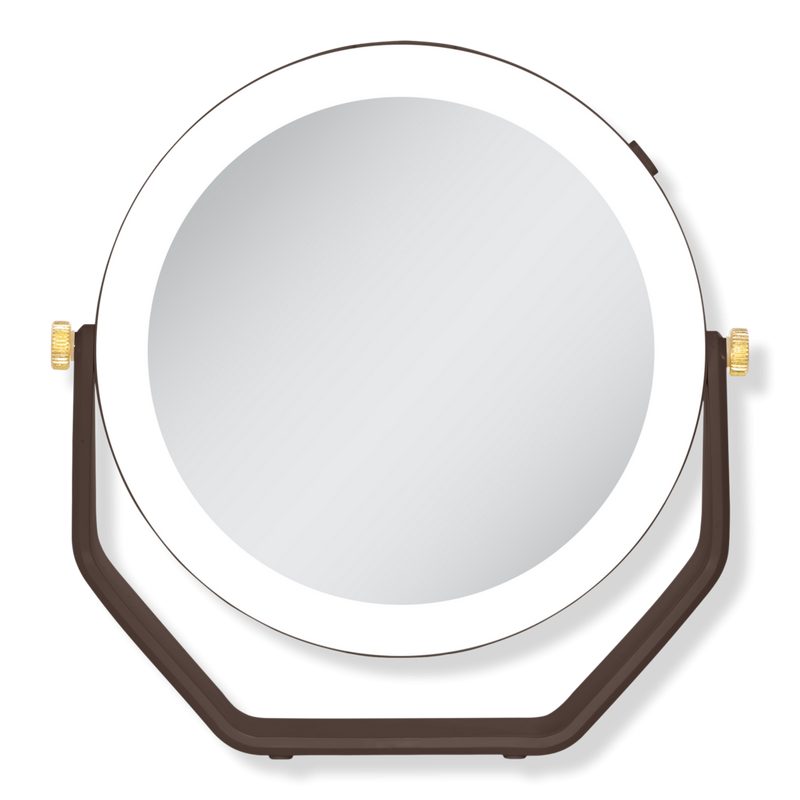 LED Lighted Makeup Mirror with 5X/1X Magnifications - Chocolate