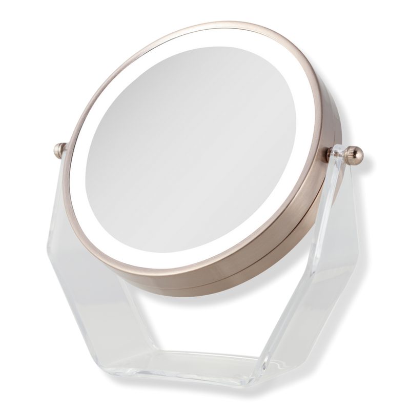 LED Lighted Makeup Mirror with Magnifications - Rose Gold