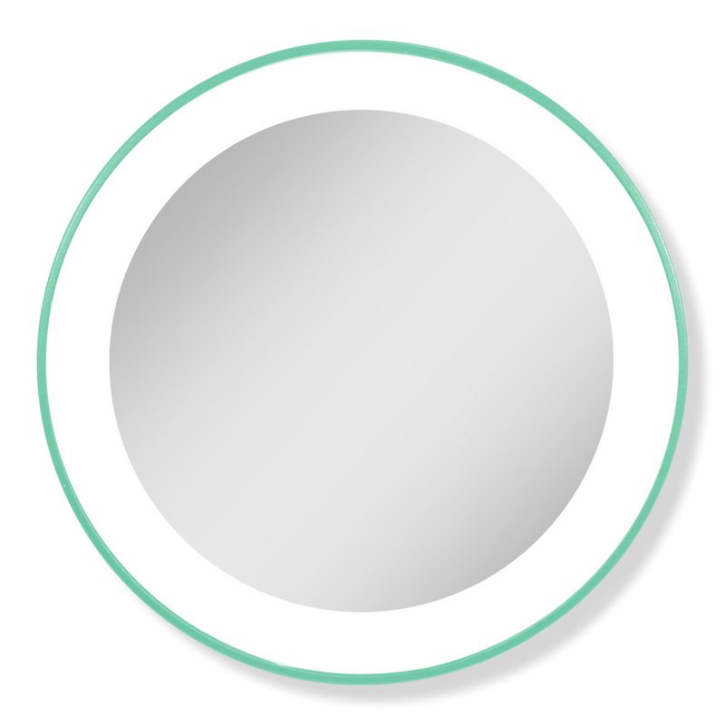 LED Ring Lighted Compact Mirror with 10X, Suction Cups - Seafoam Green