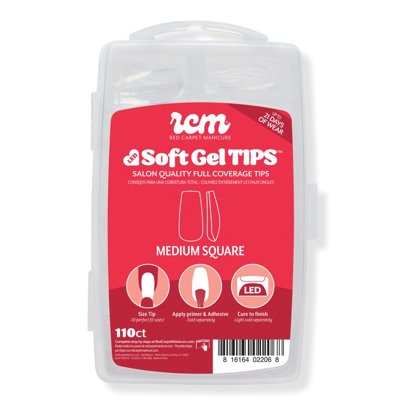 LED Soft Gel Medium Square Nail Tips