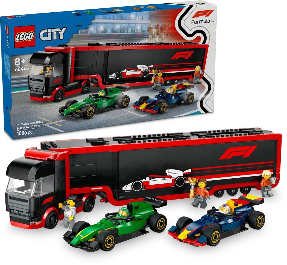 LEGO® City 60445 F1® Truck with F1® RB20 and AMR24 cars