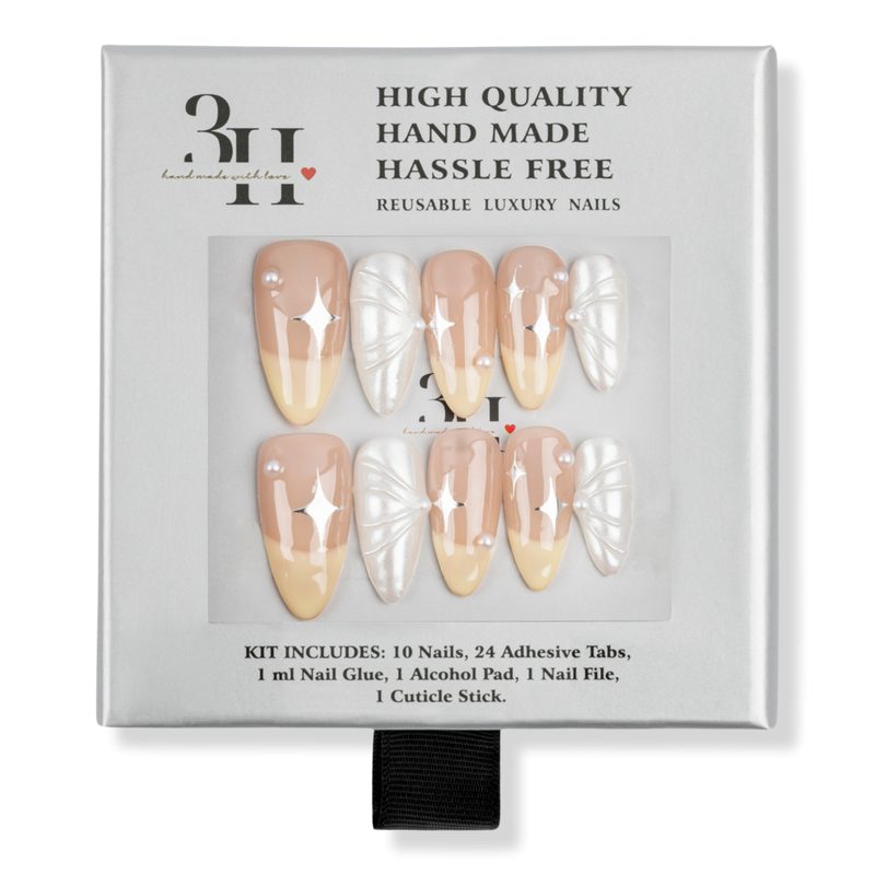 Lemon Star Medium Almond Press-On Nails - Large