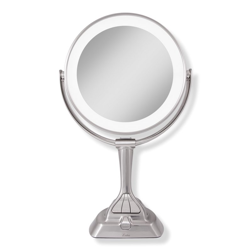 Lighted Makeup Mirror with 10X/1X, Smart Dimming Control - Satin Nickel