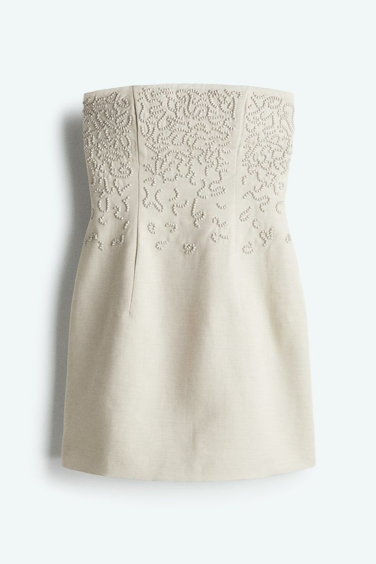 Linen-Blend Bandeau Dress