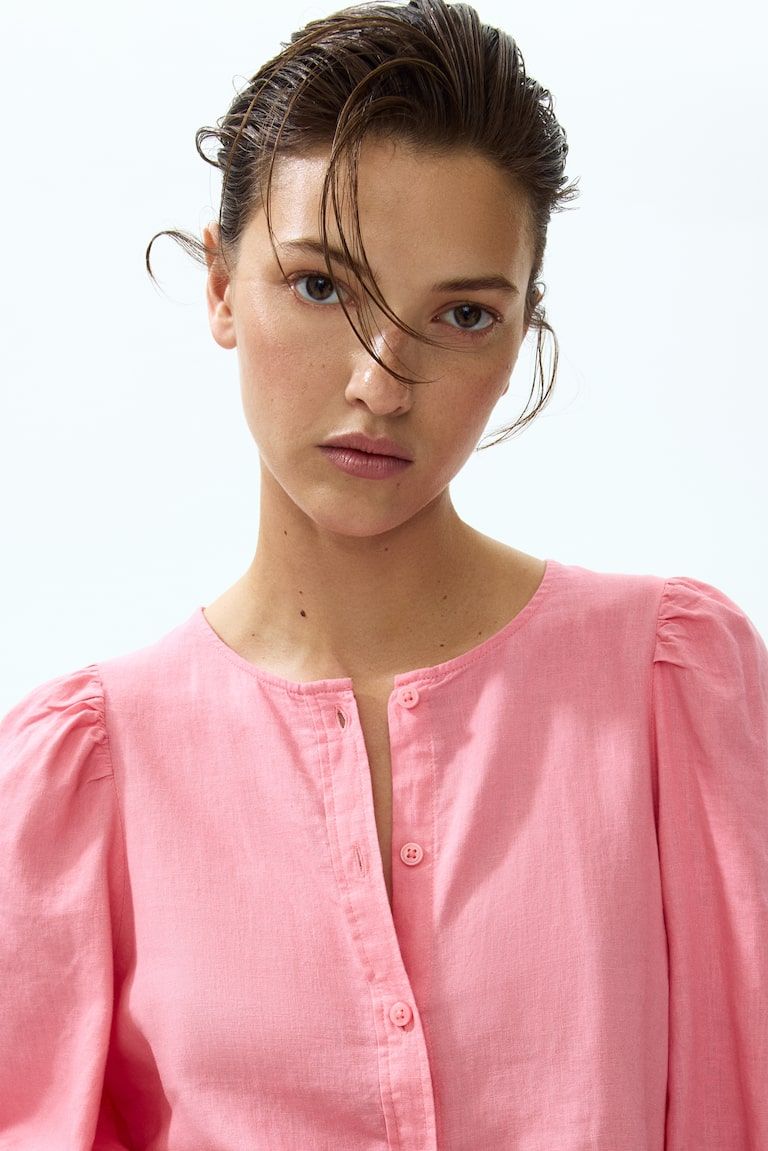 Linen-Blend Blouse