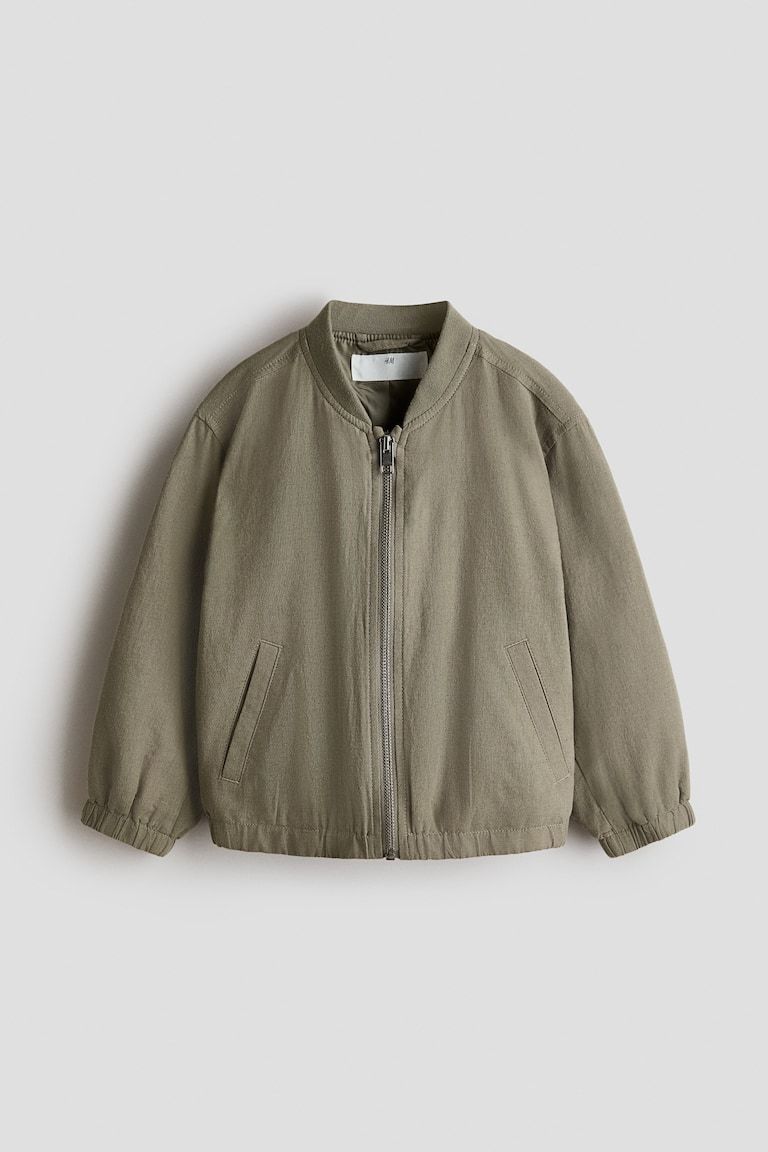 Linen-Blend Bomber Jacket
