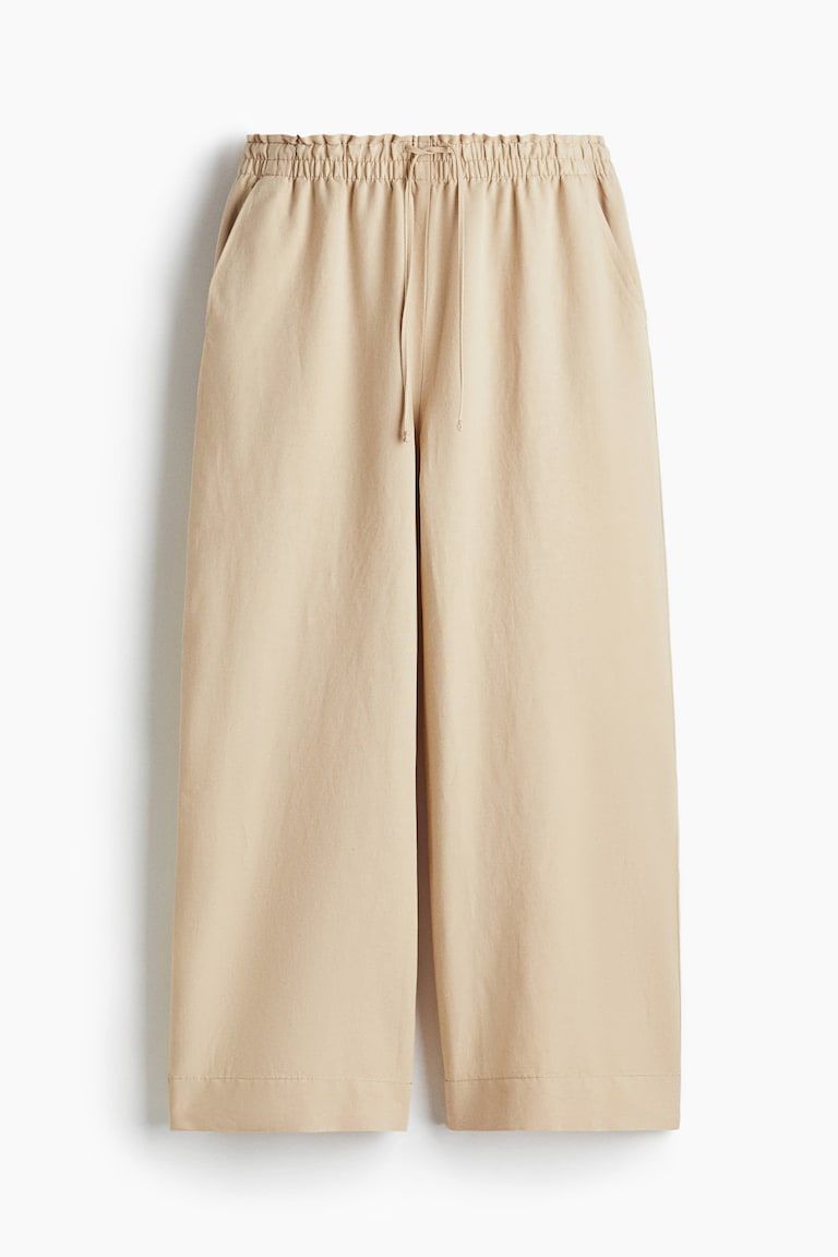 Linen-Blend Crop Pants