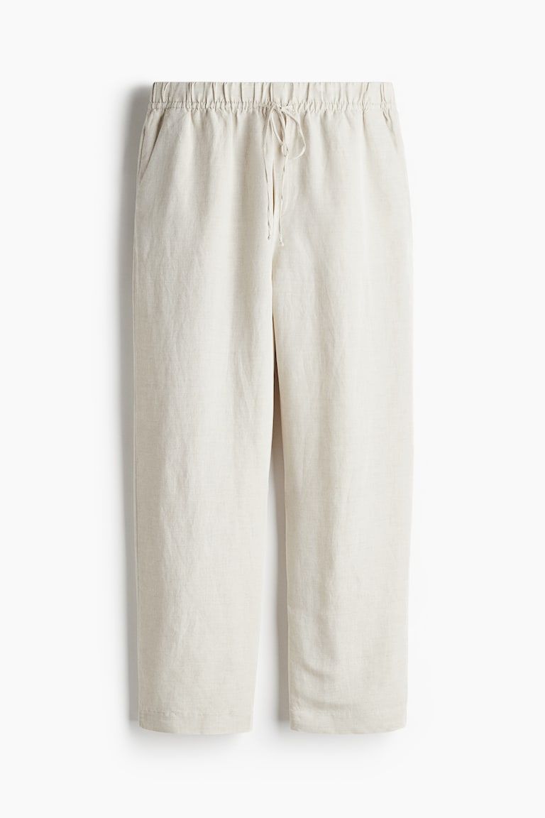 Linen-Blend Drawstring Pants