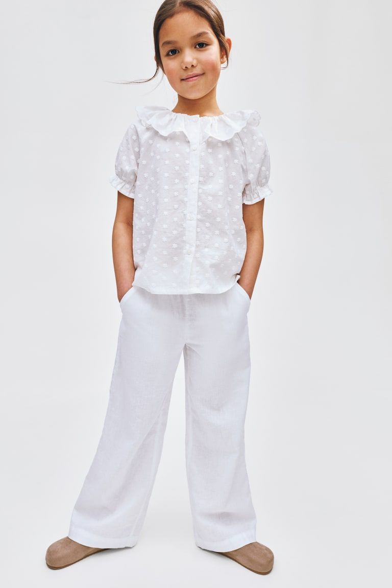 Linen-Blend Drawstring Pants