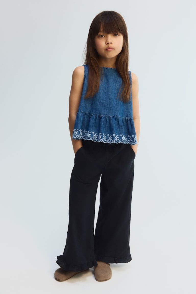 Linen-Blend Drawstring Pants