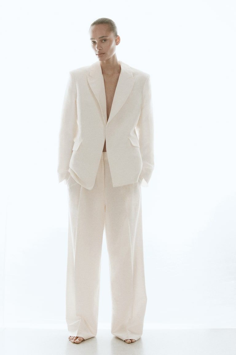 Linen-Blend Dress Pants