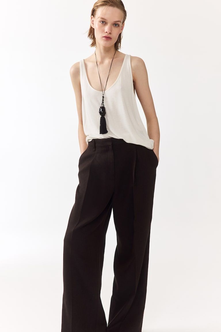 Linen-Blend Dress Pants