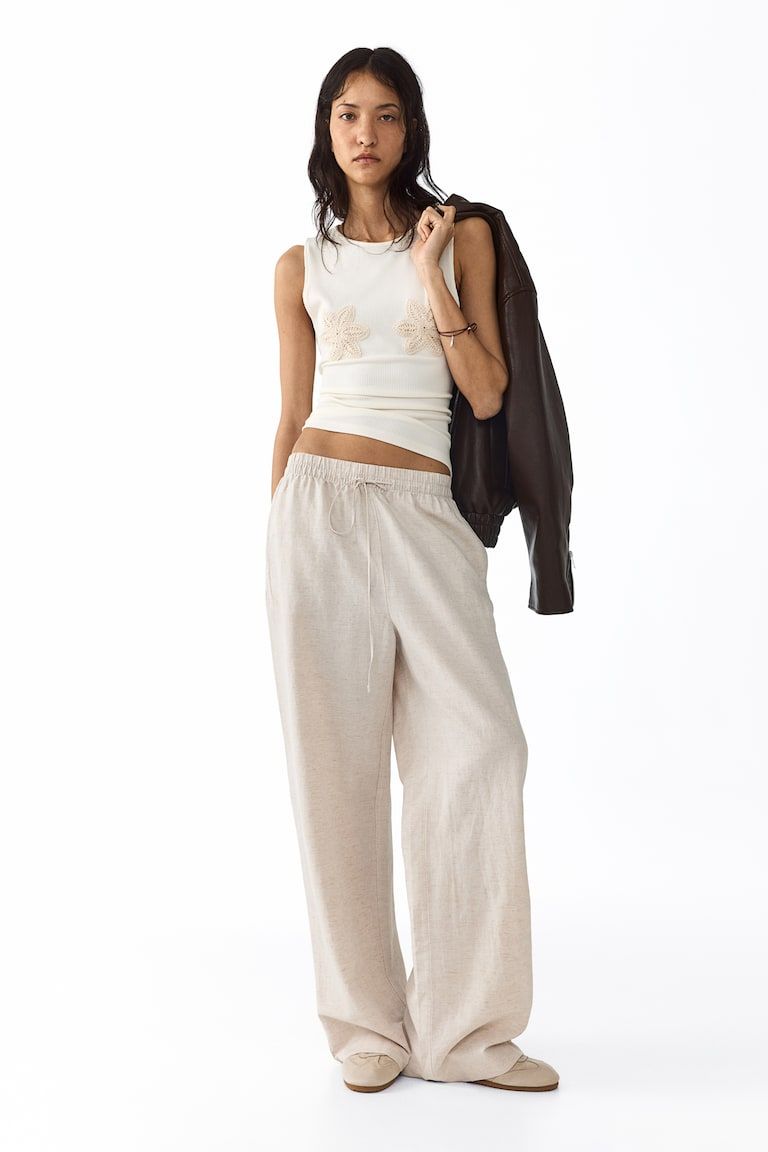 Linen-Blend Pants