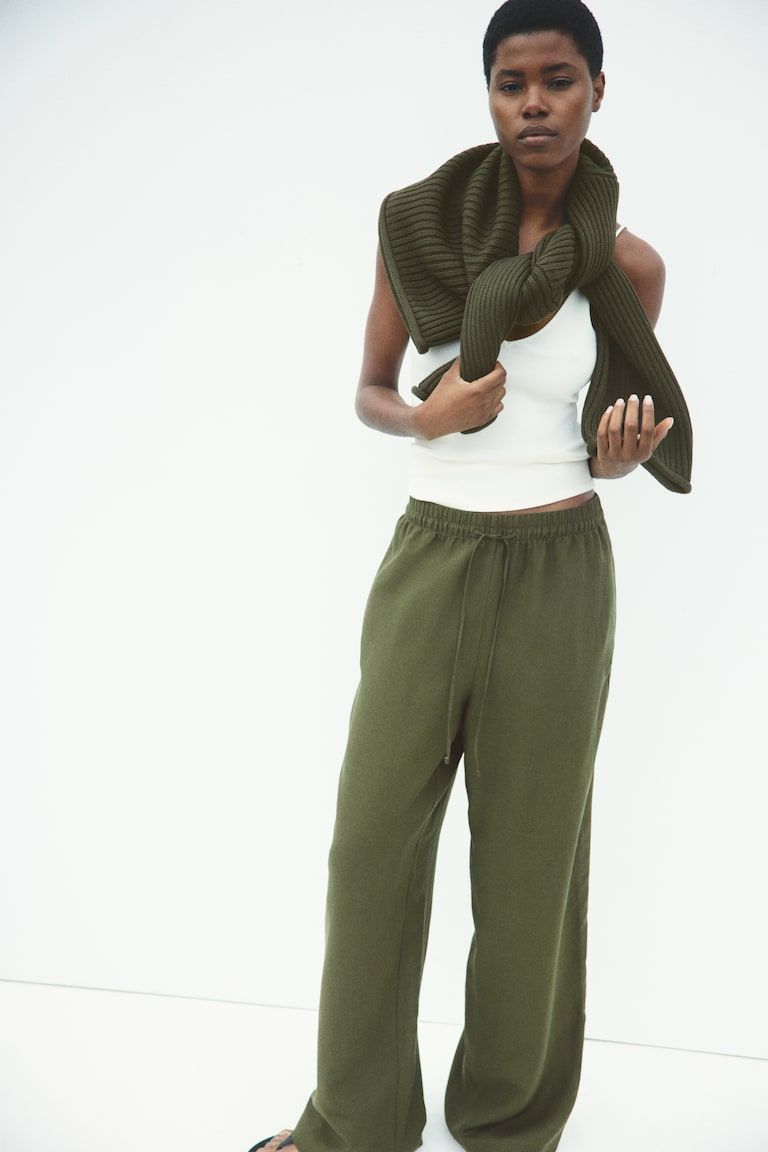 Linen-Blend Pants