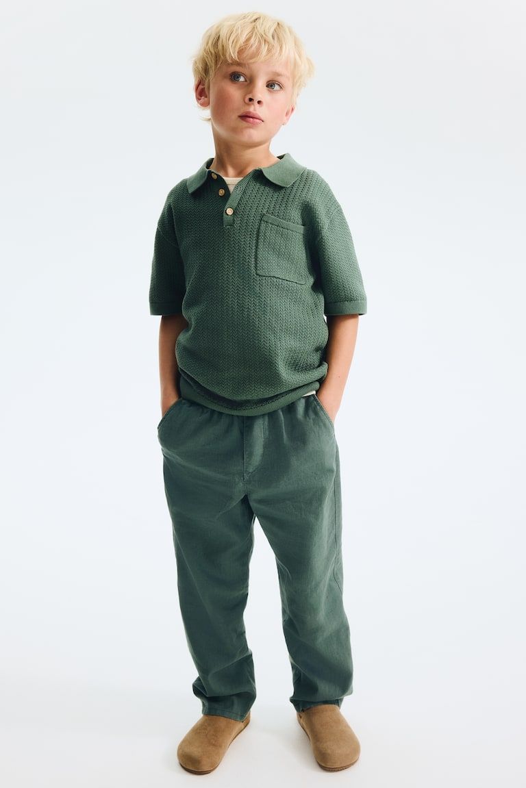 Linen-Blend Pants