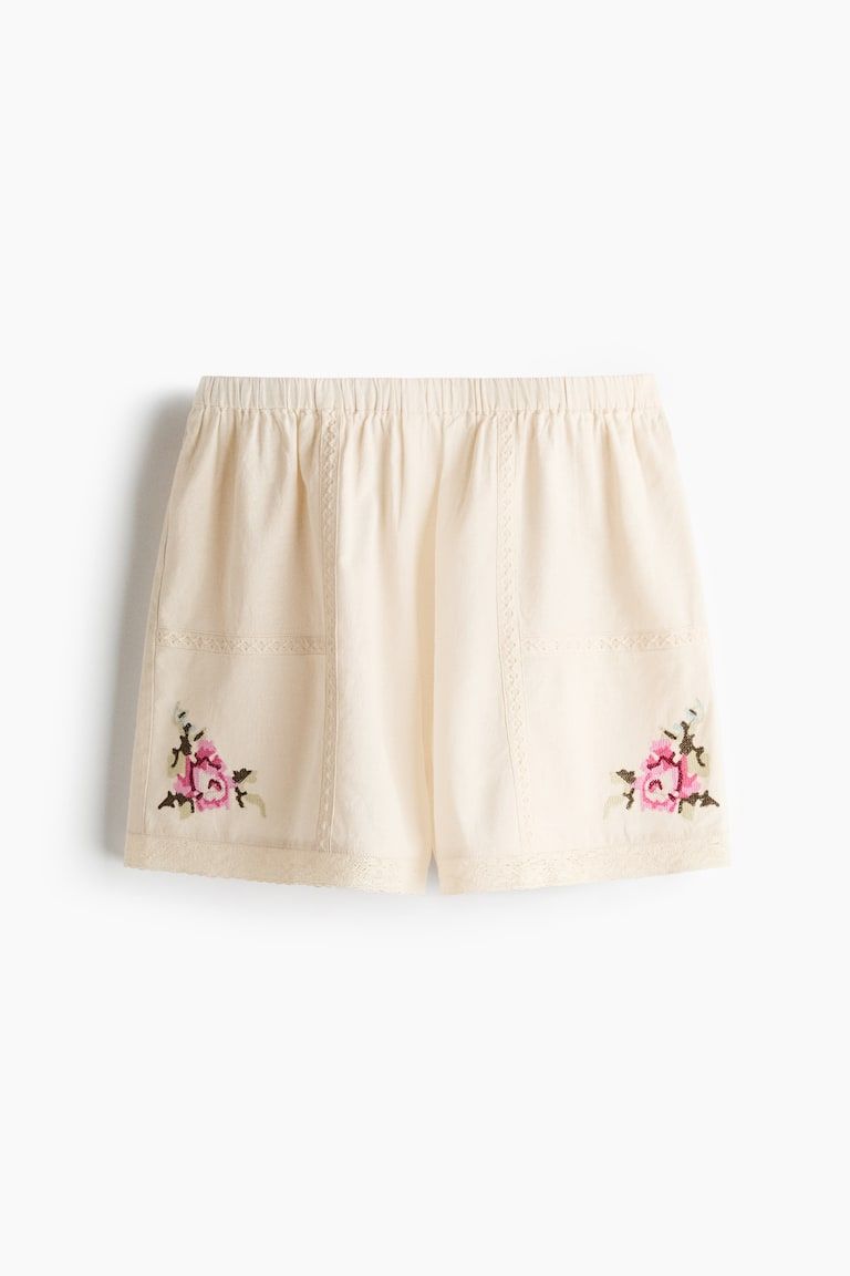 Linen-blend pyjama shorts