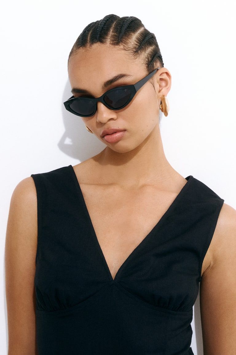 Linen-Blend Tie-Back Top