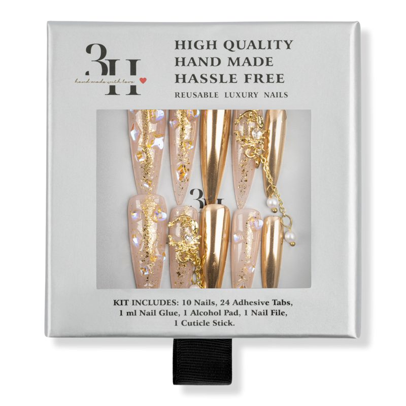 Liquid Gold Handmade Press-On Nails - Large